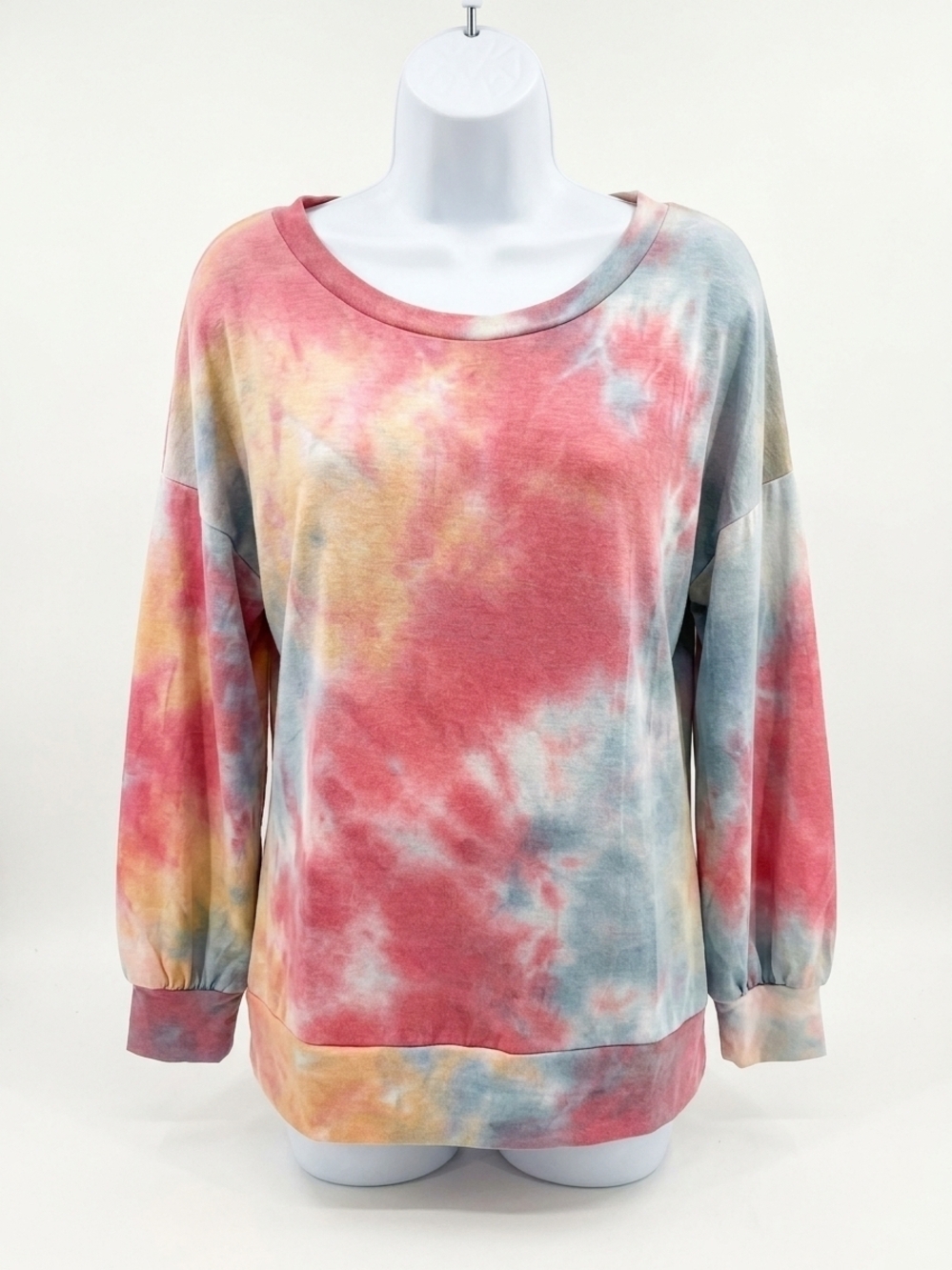 NEW HONEYME pastel french terry v-neck sweater in pink multi